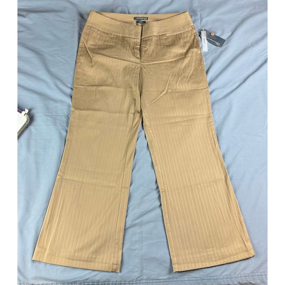 NWT Hillard & Hanson Casual Stretch Wide Leg Ankle Pants Mid Rise Striped Sz 12